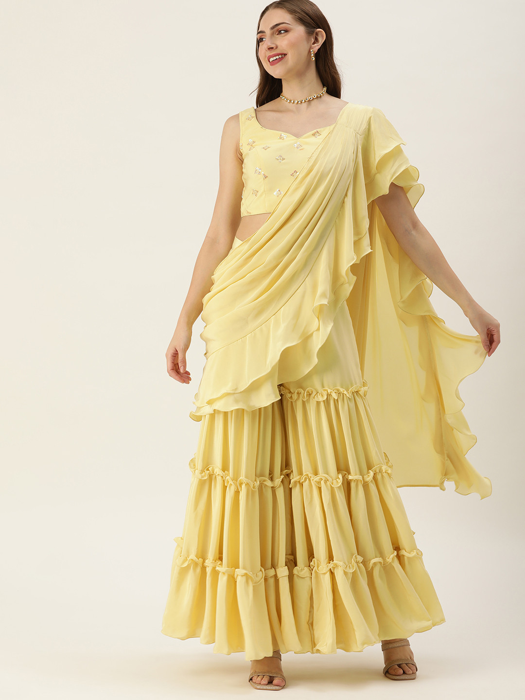 Ethnovog Sequinned Palazzo Saree