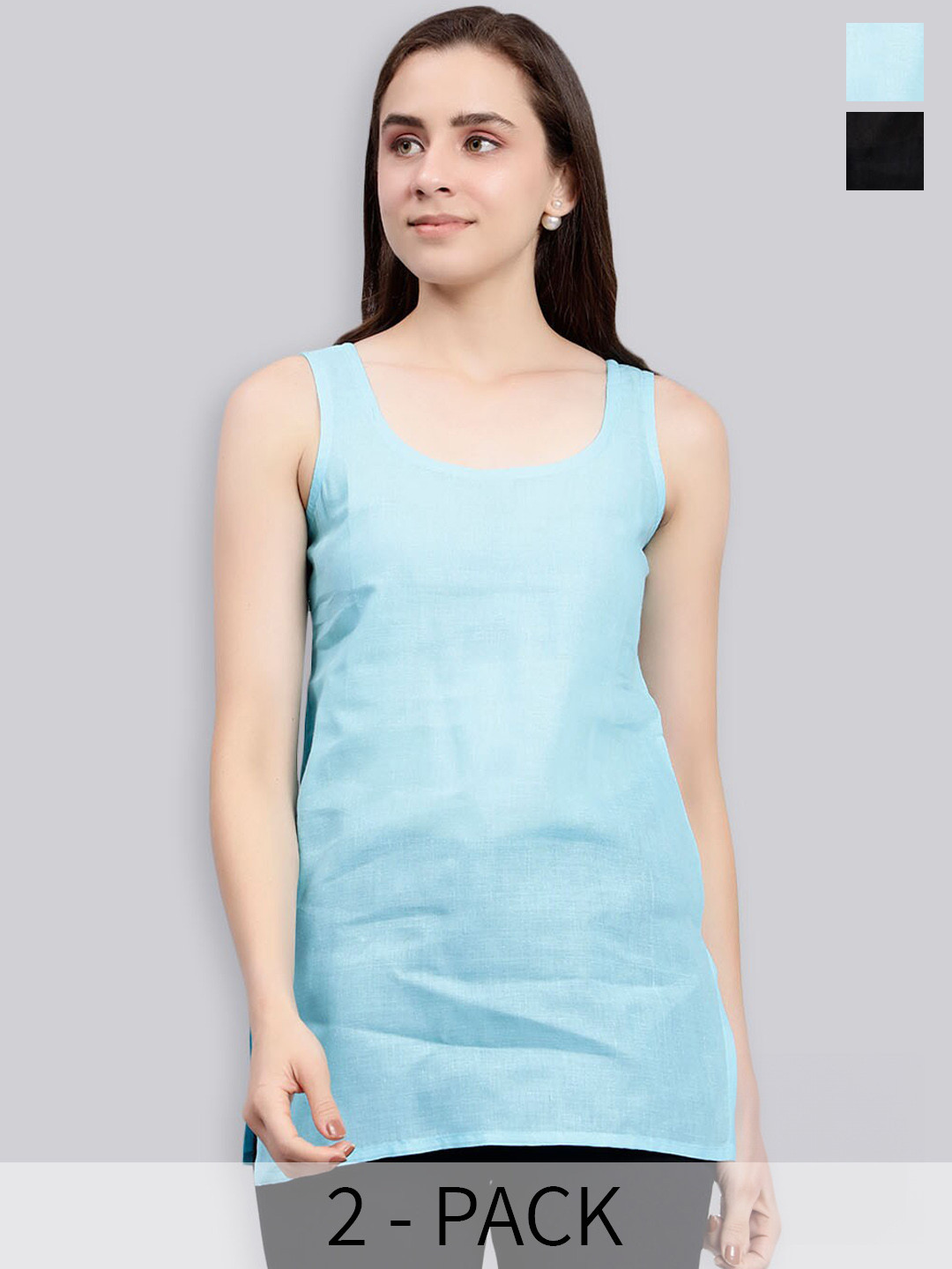 Seva Chikan Pack Of 2 Cotton Cover Up Camisole