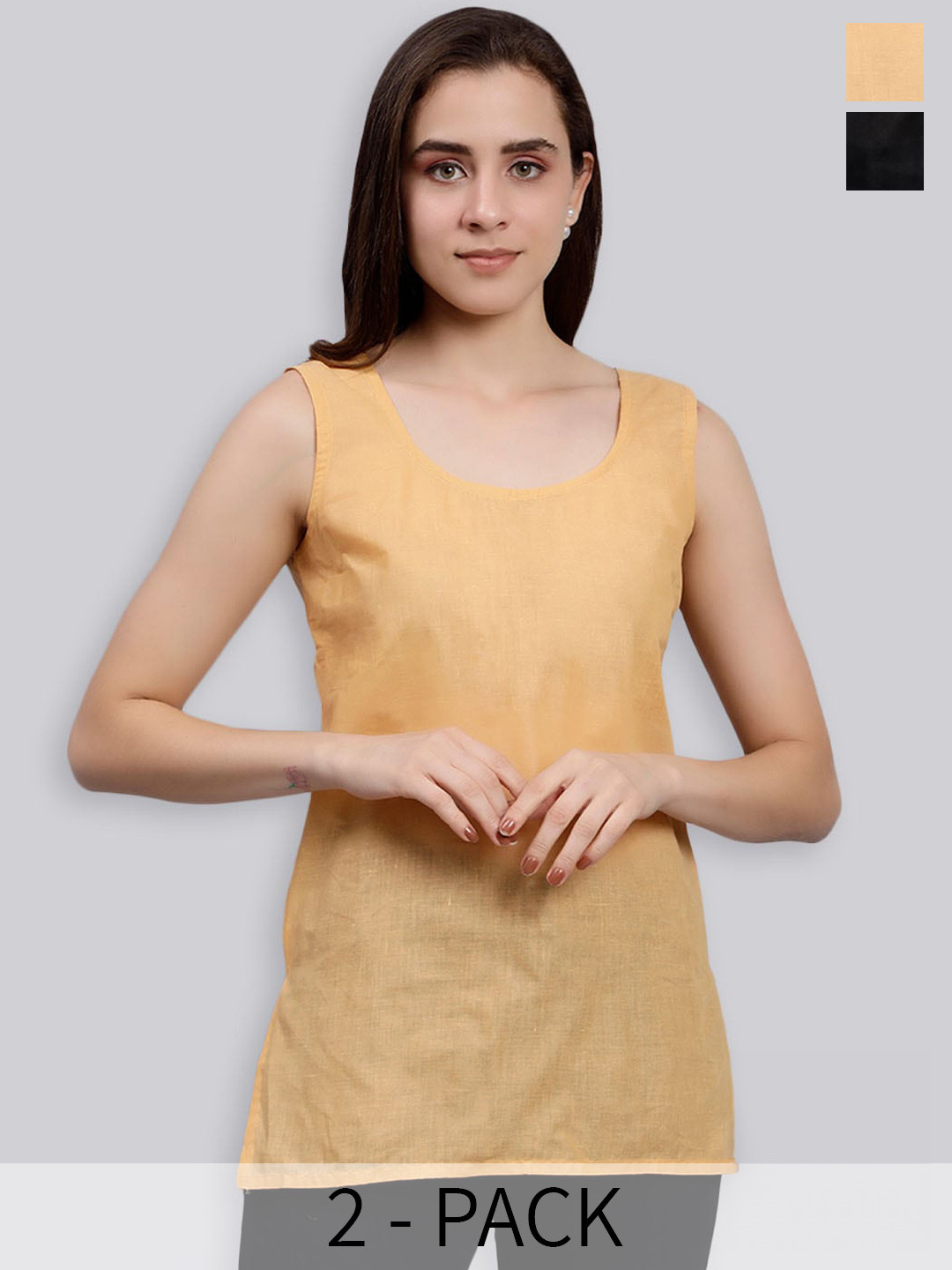 Seva Chikan Pack Of 2 Cotton Cover Up Non Padded Camisole