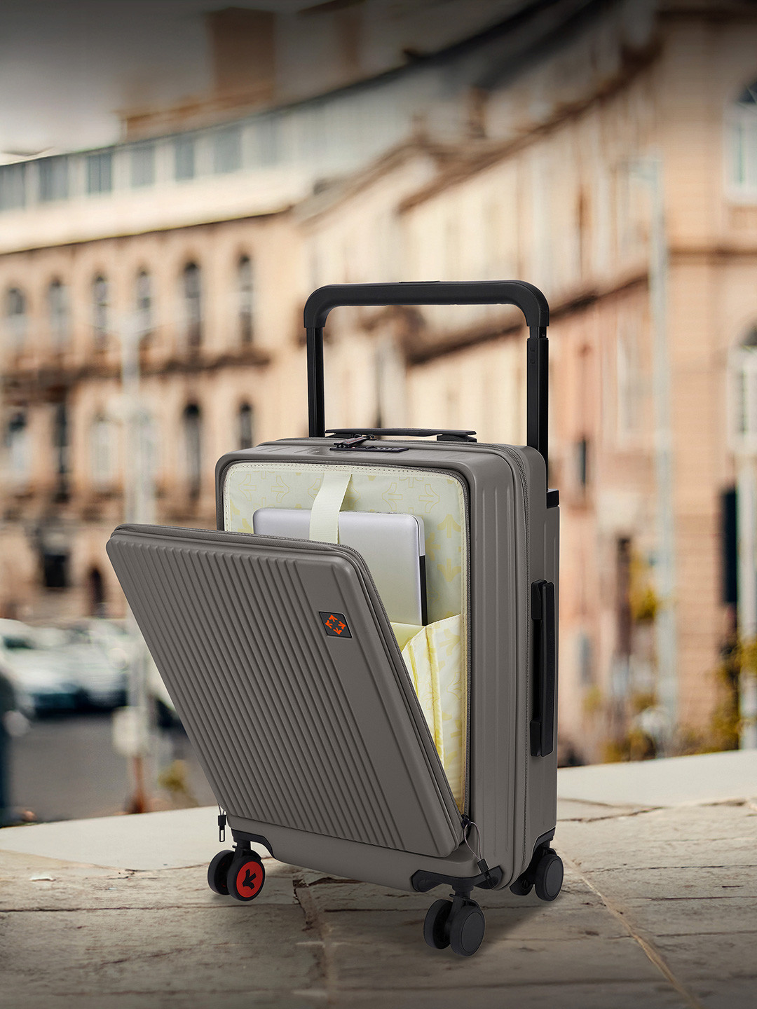 Nasher Miles Silicon Valley Hard Polypropylene Cabin Copper Silver Trolley Bag 20Inch 55cm