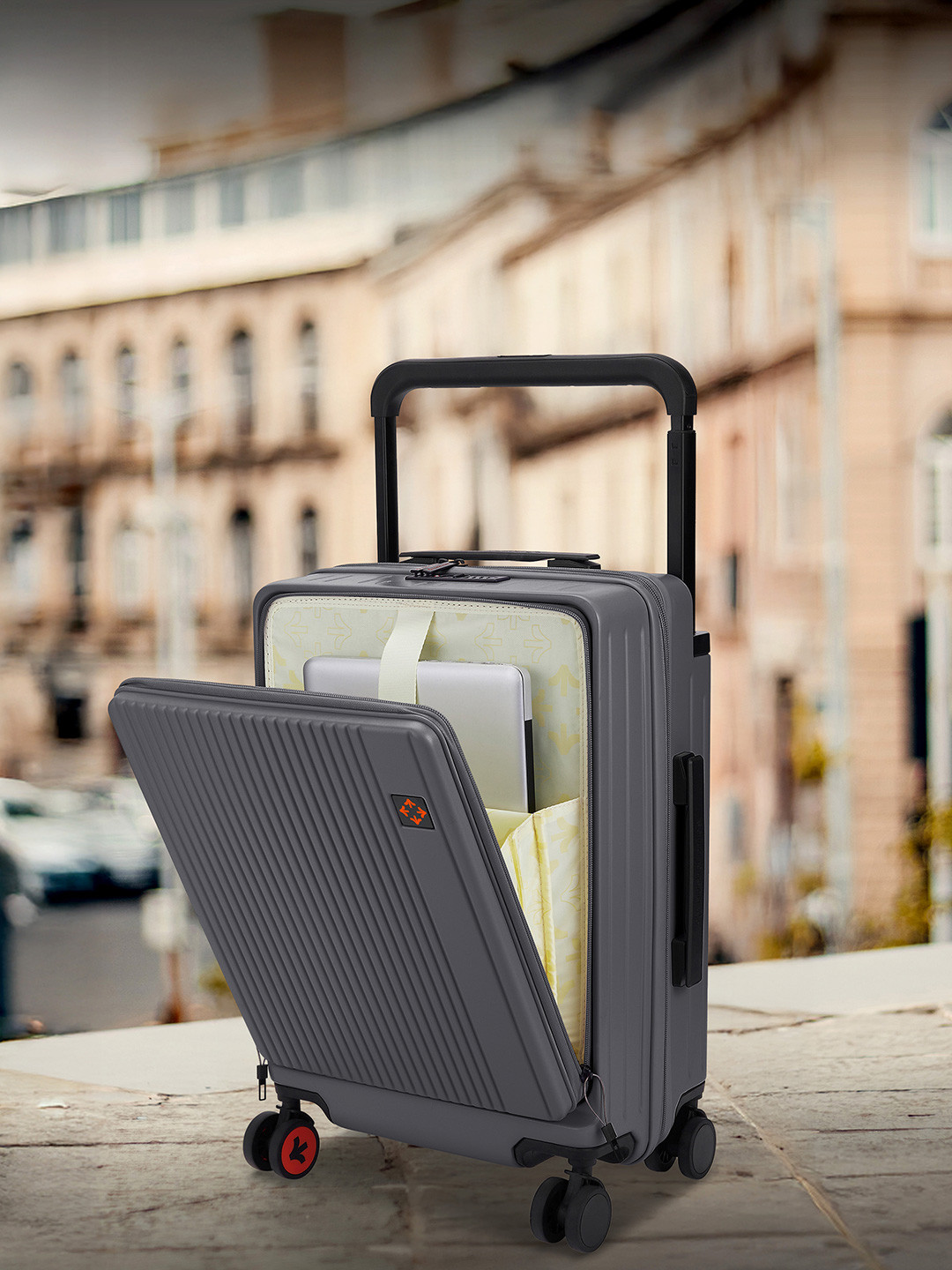 Nasher Miles Silicon Valley Hard-Sided Polypropylene Cabin Grey Trolley Bag - 20Inch 55cm