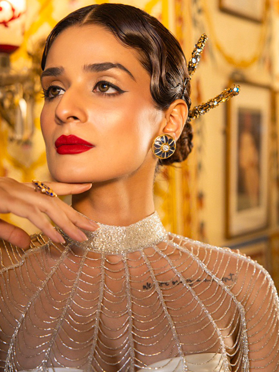 Kicky And Perky 925 Sterling Silver Talphe & Polki Moissanite Studded Stud Earrings