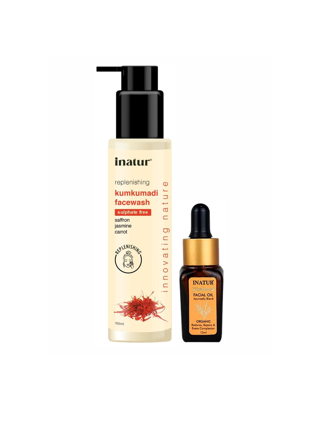 Inatur Set of Kumkumadi Facial Oil 12ml & Face Wash 100ml