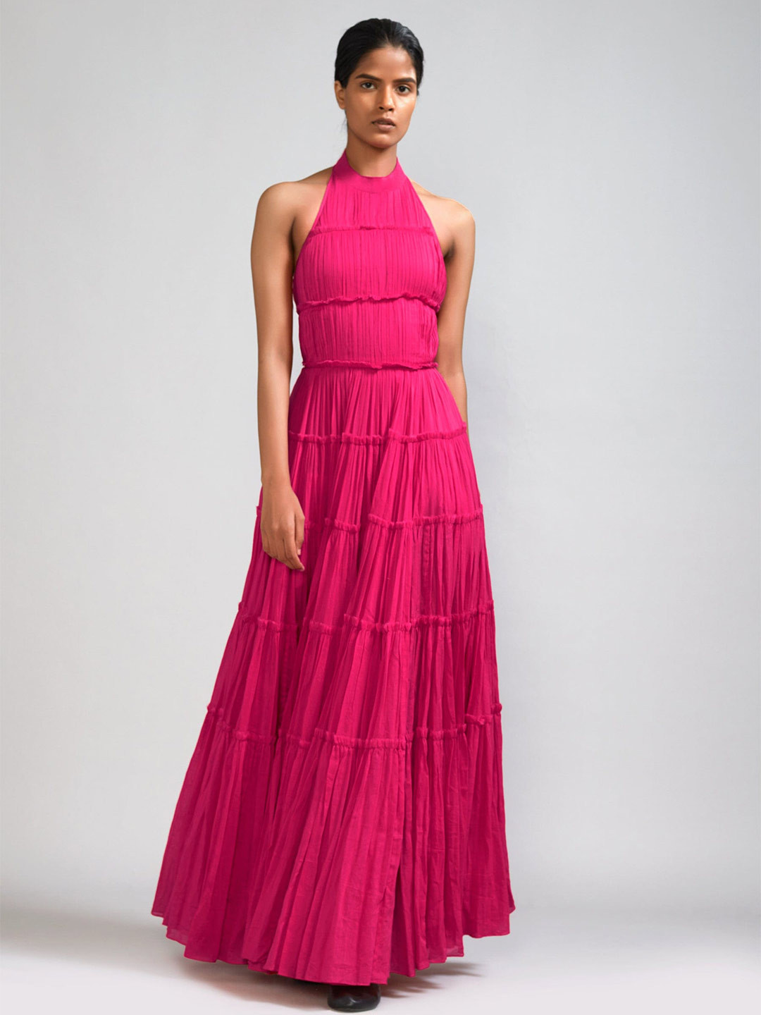 MATI Cotton Halter Neck Sleeveless Gown Party Dress