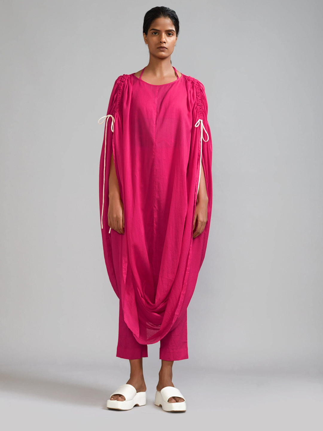 MATI Round Neck Cotton Cowl Tunic