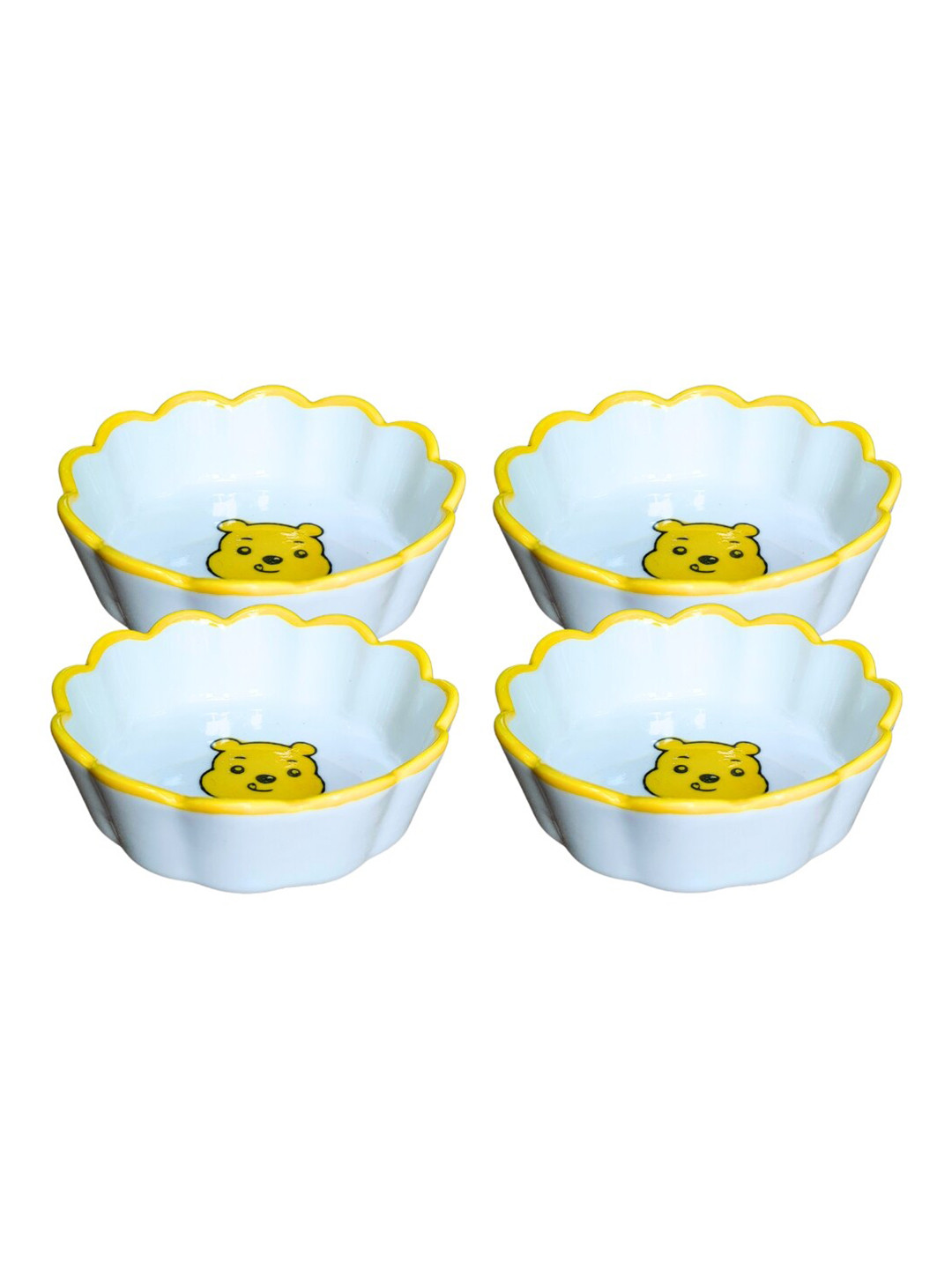 YELONA Yellow & Green 4 Pieces Floral Printed Porcelain Glossy Bowls