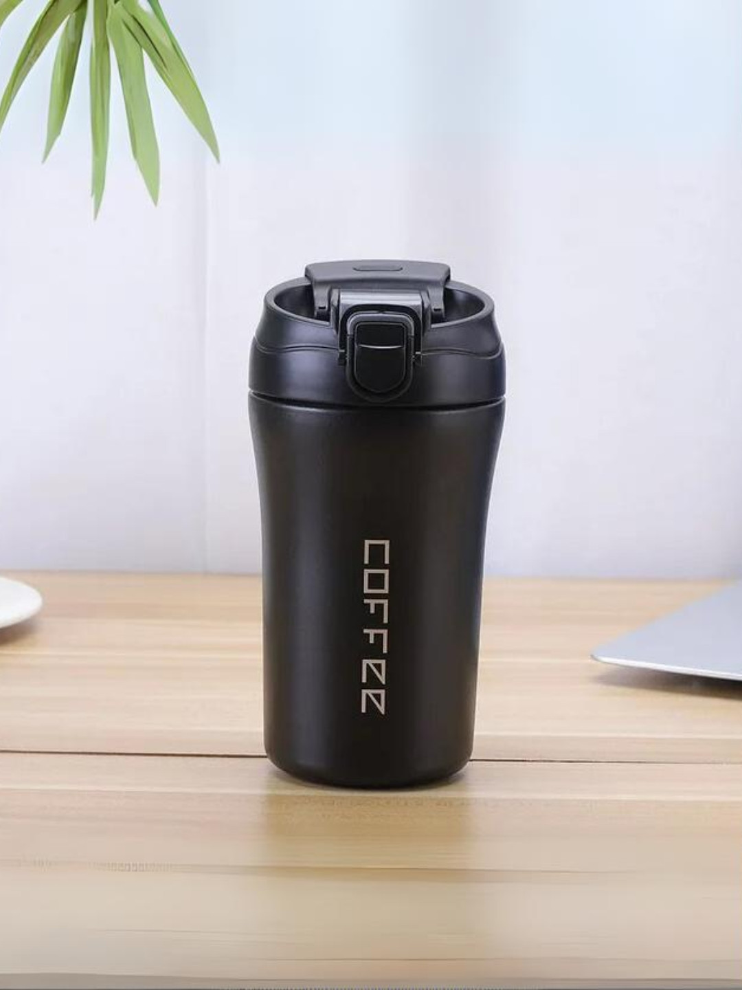 YELONA Black Typography Stainless Steel Spill Proof Tumbler - 350ml