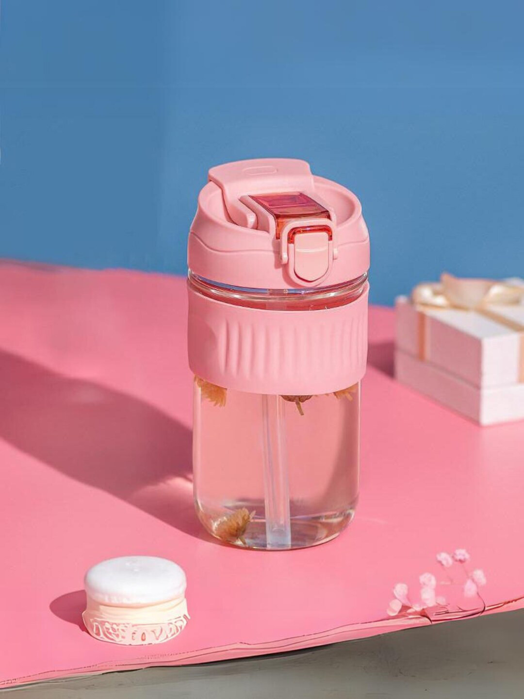 YELONA Pink Glass Spill Proof Tumbler - 350ml