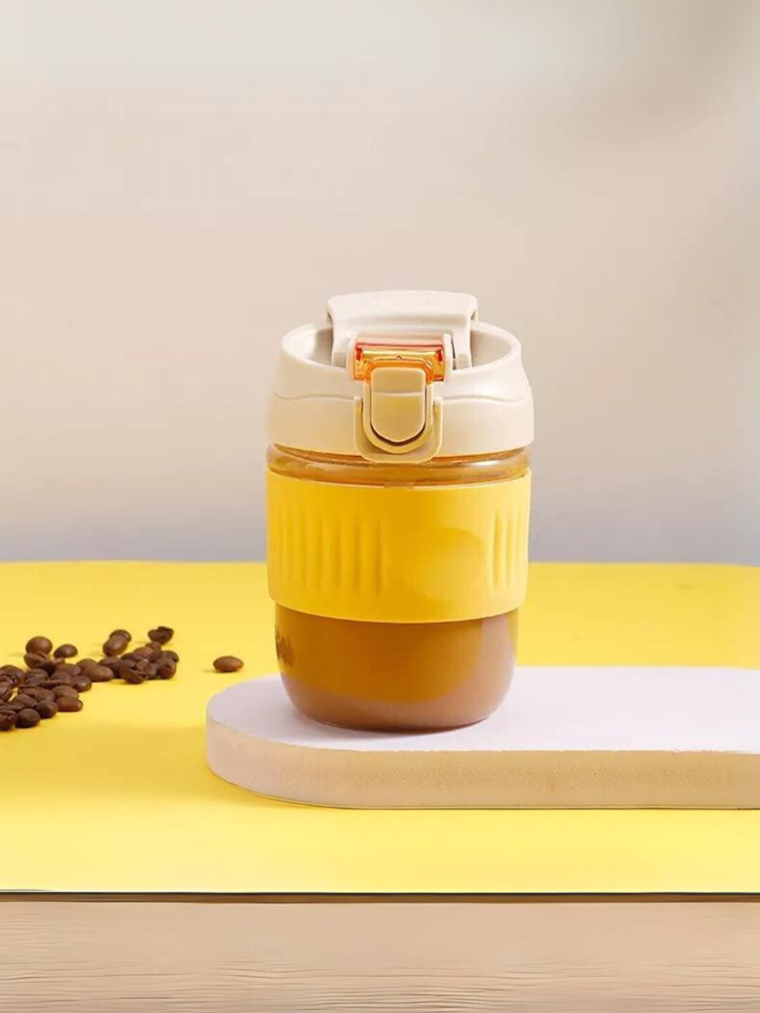 YELONA Yellow Colourblocked Stainless Steel Double Wall Vacuum Tumbler - 400ml