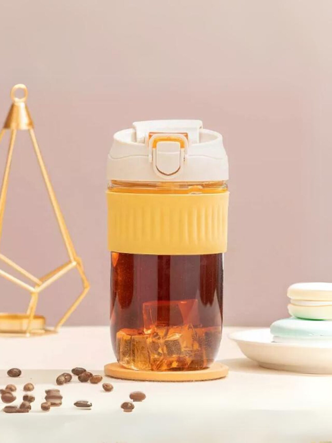 YELONA Vatsal Name Personalised Yellow Borosilicate Glass Handmade Cup-500ml