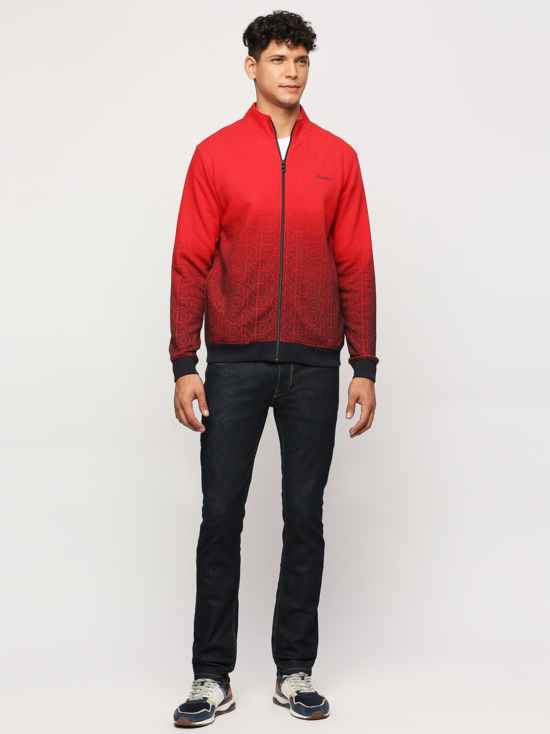 Pepe Jeans Typographic Ombre Printed Front-Open Sweatshirt