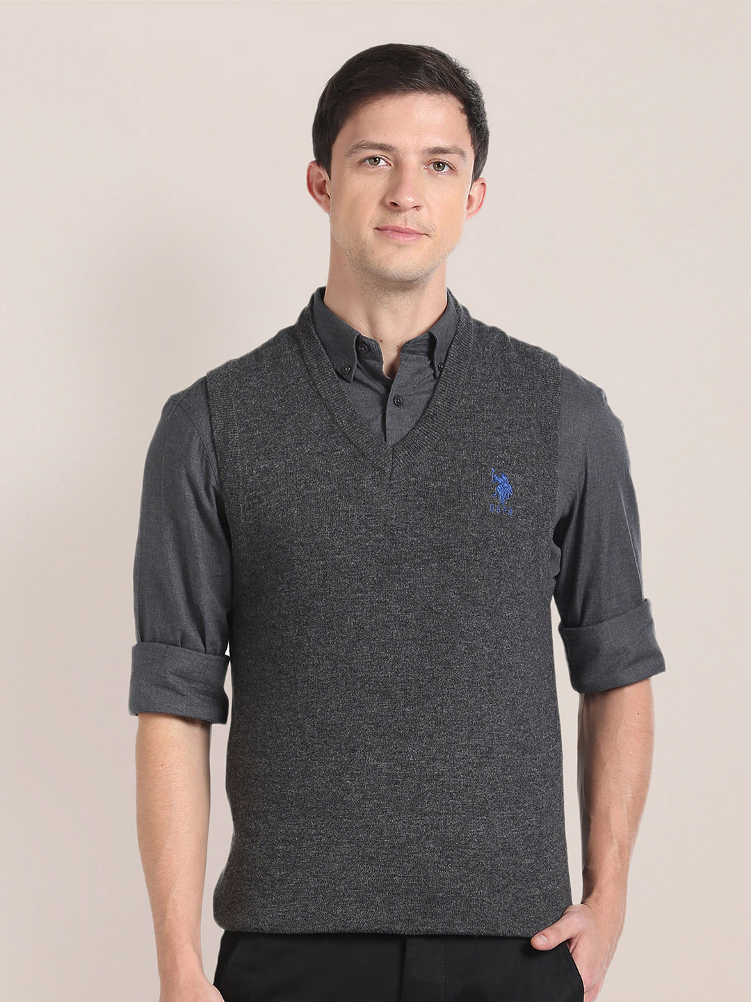 U.S. Polo Assn. Self Design Cable Knit Sweater Vest