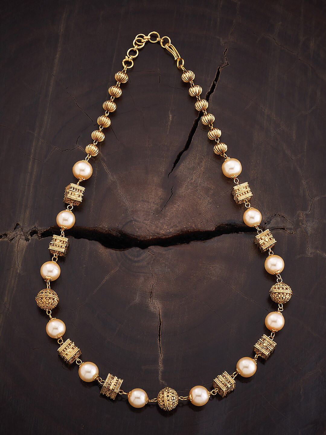 Kushal's Fashion Jewellery Gold Plated Stone Studded & Beaded Antique Chain