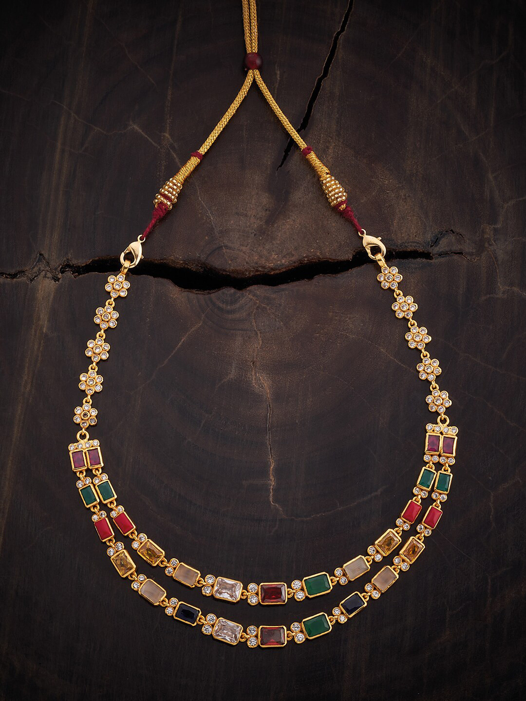 Kushal's Fashion Jewellery Embellished Bridal 92.5 Silver Gold-Plated Antique Necklace