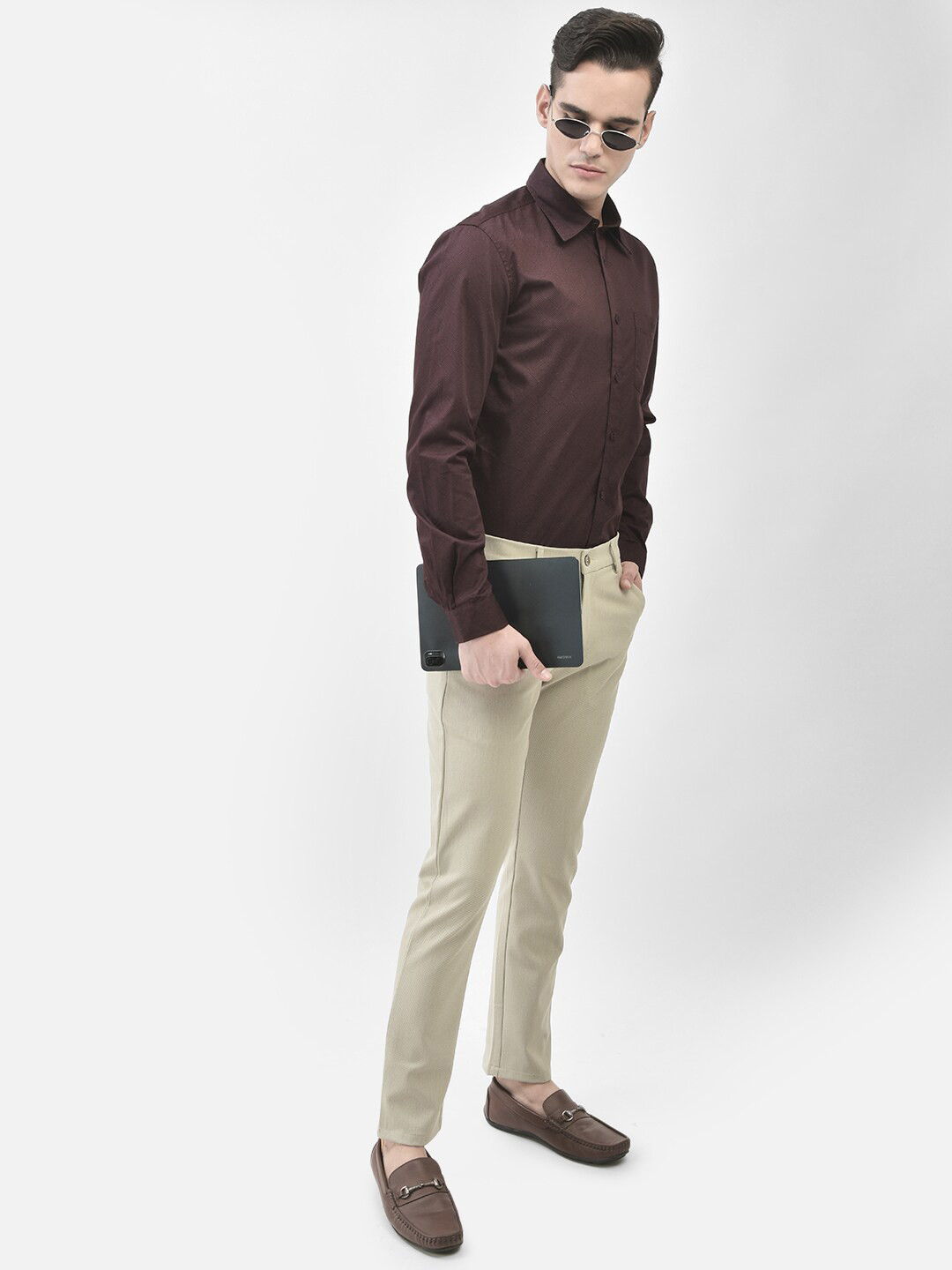 Crimsoune Club Geometric Printed Slim Fit Pure Cotton Casual Shirt