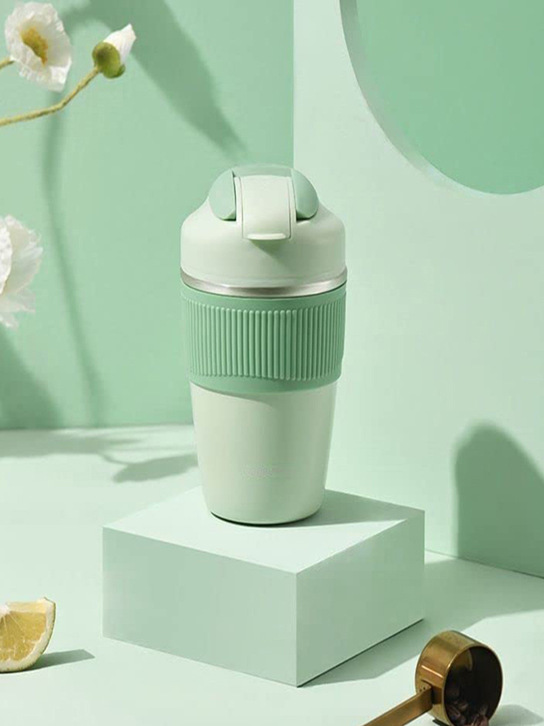 YELONA Sanat Name Personalised Green Stainless Steel Handmade Mug-480ml