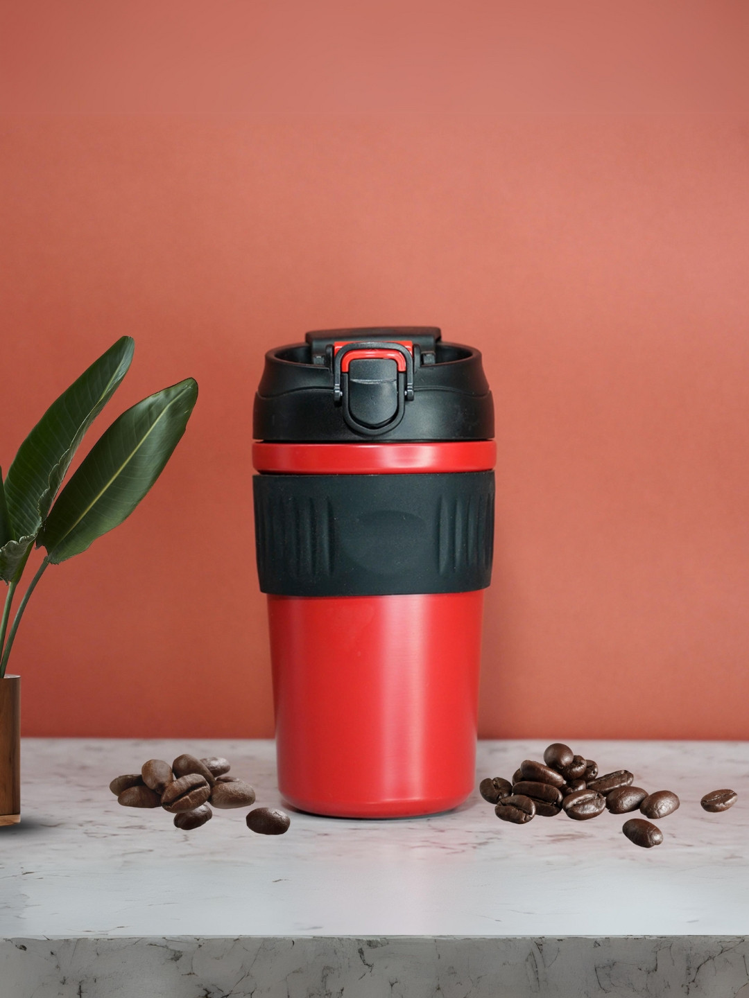 YELONA Red Colourblocked Stainless Steel Spill Proof Tumbler - 350ml