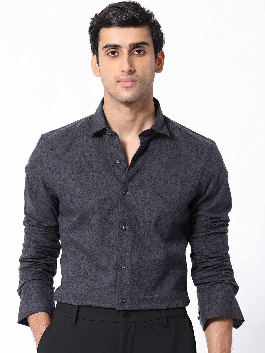 RARE RABBIT Men Platim Floral Printed Slim Fit Classic Cotton Shirt