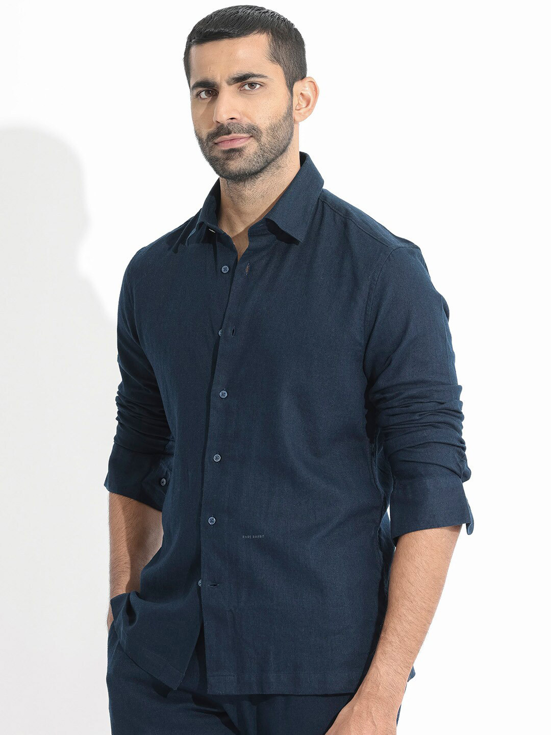 RARE RABBIT Men Lunet Slim Fit Classic Linen Shirt