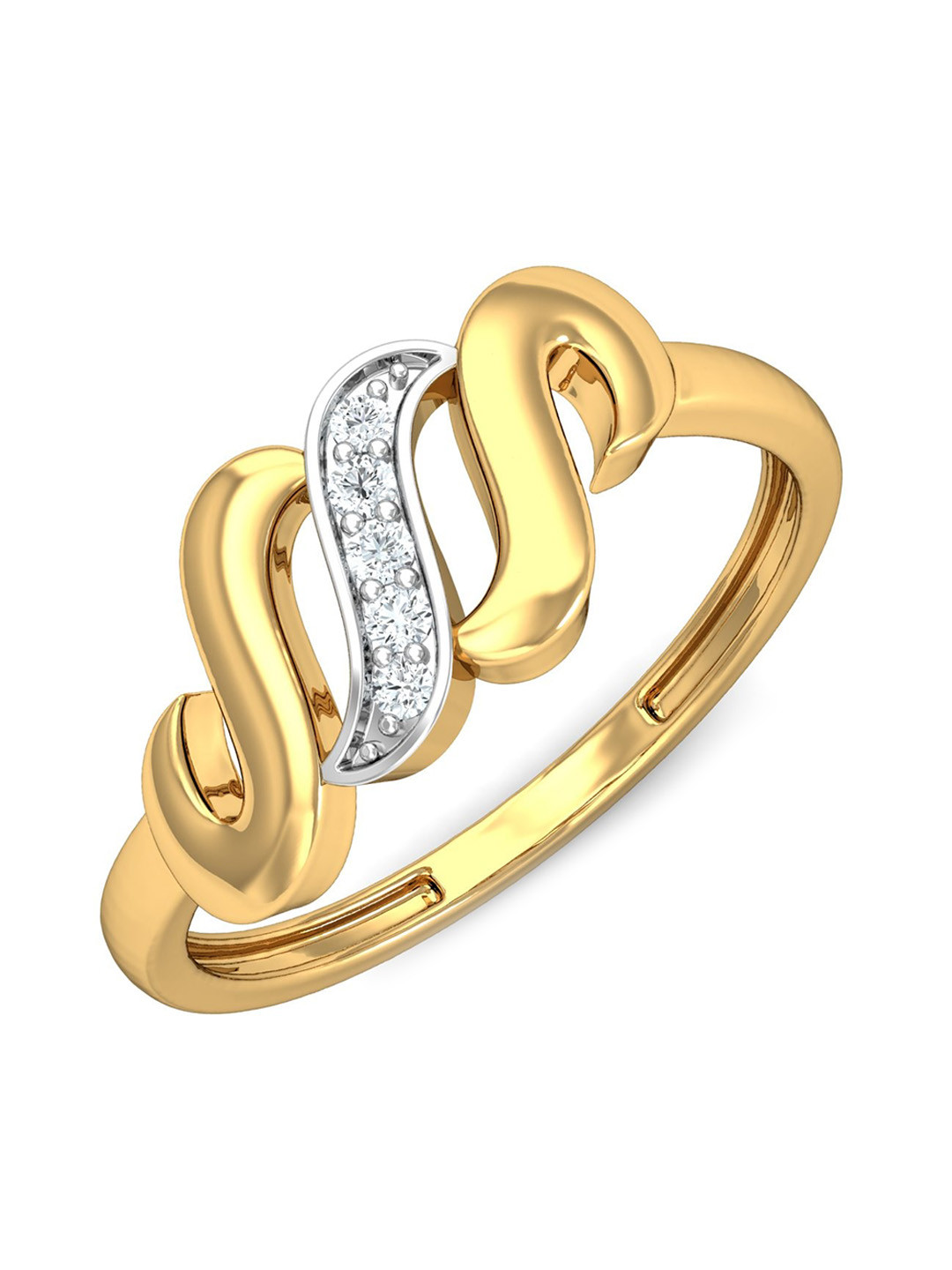 KUBERBOX 18KT Gold Diamond Studded Ring-1.96gm