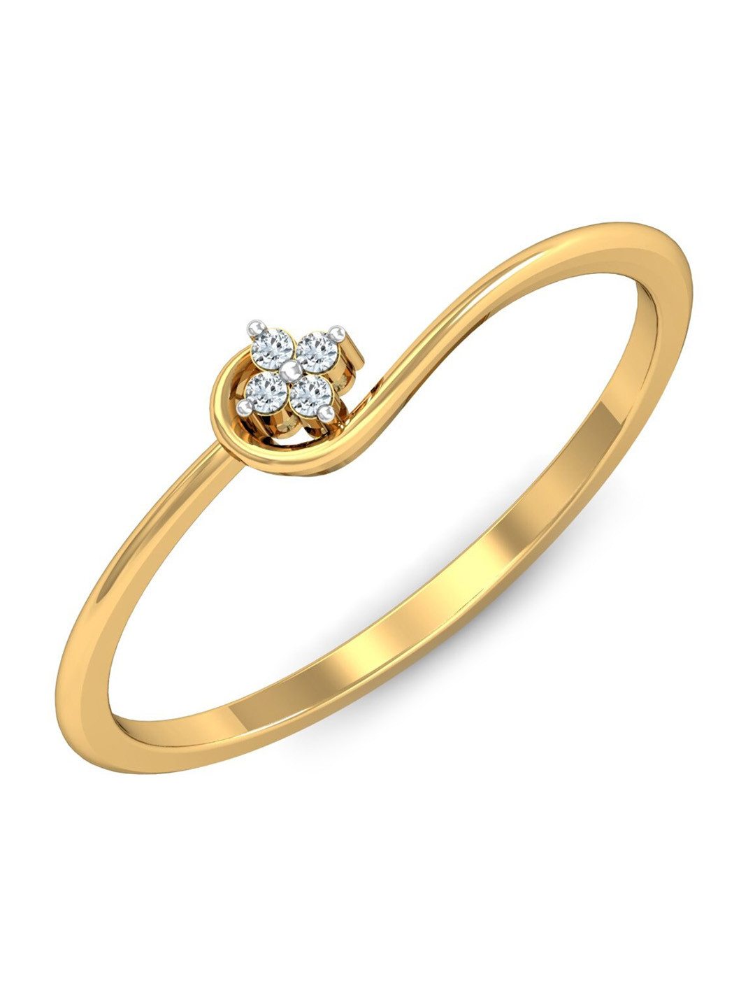 KUBERBOX 18KT Gold Diamond Studded Ring-0.8gm