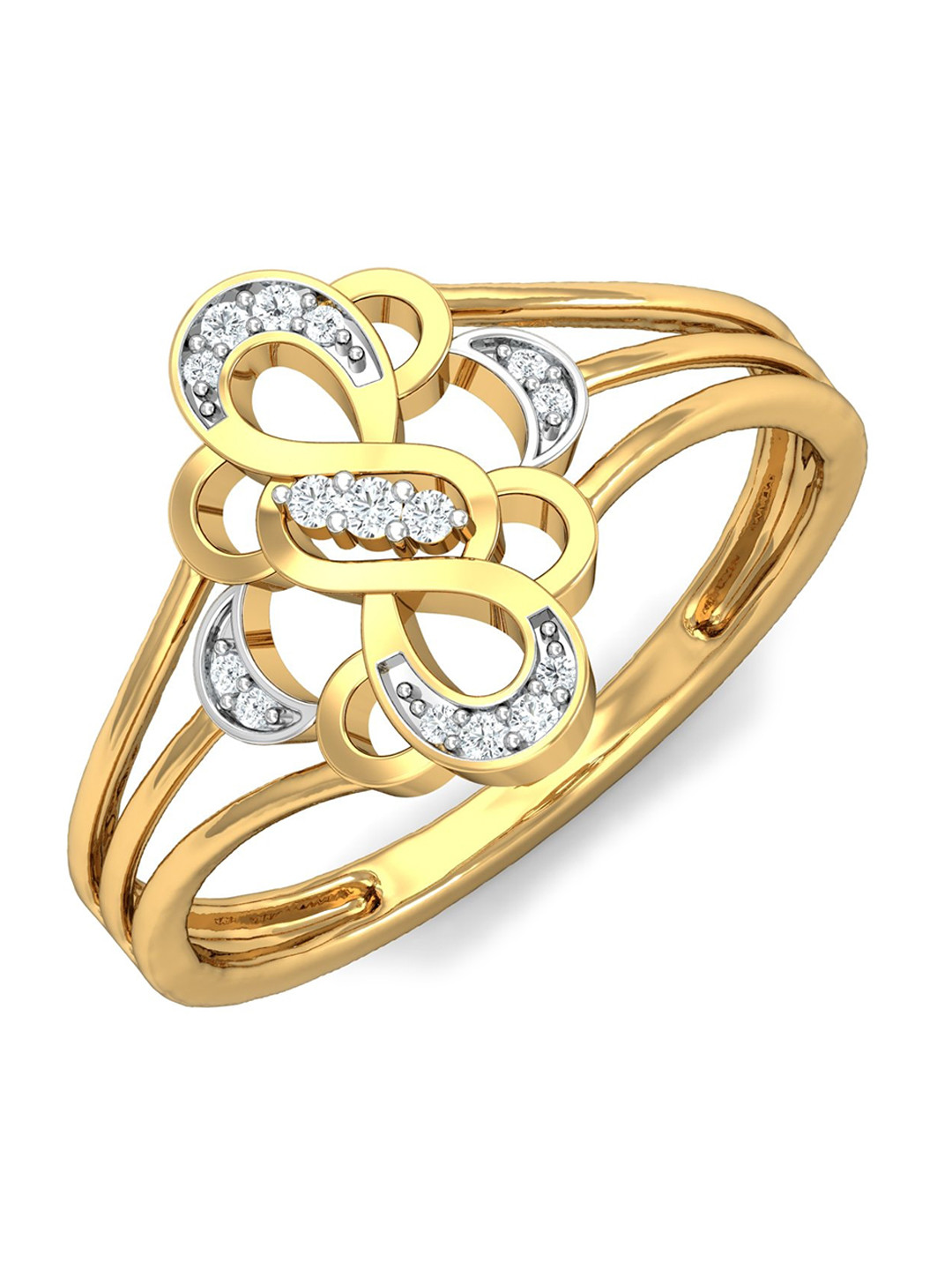KUBERBOX 18KT Gold Diamond Studded Ring-2.32gm