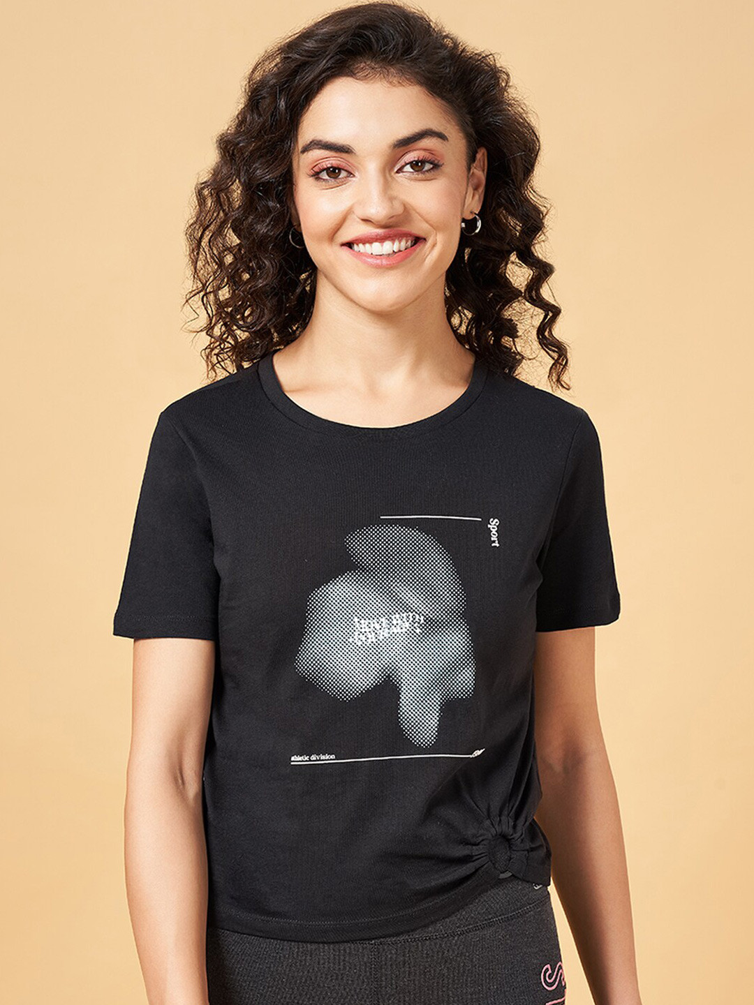 Ajile by Pantaloons Graphic Printed Cotton Training Or Gym Relaxed Fit Sports T-shirt