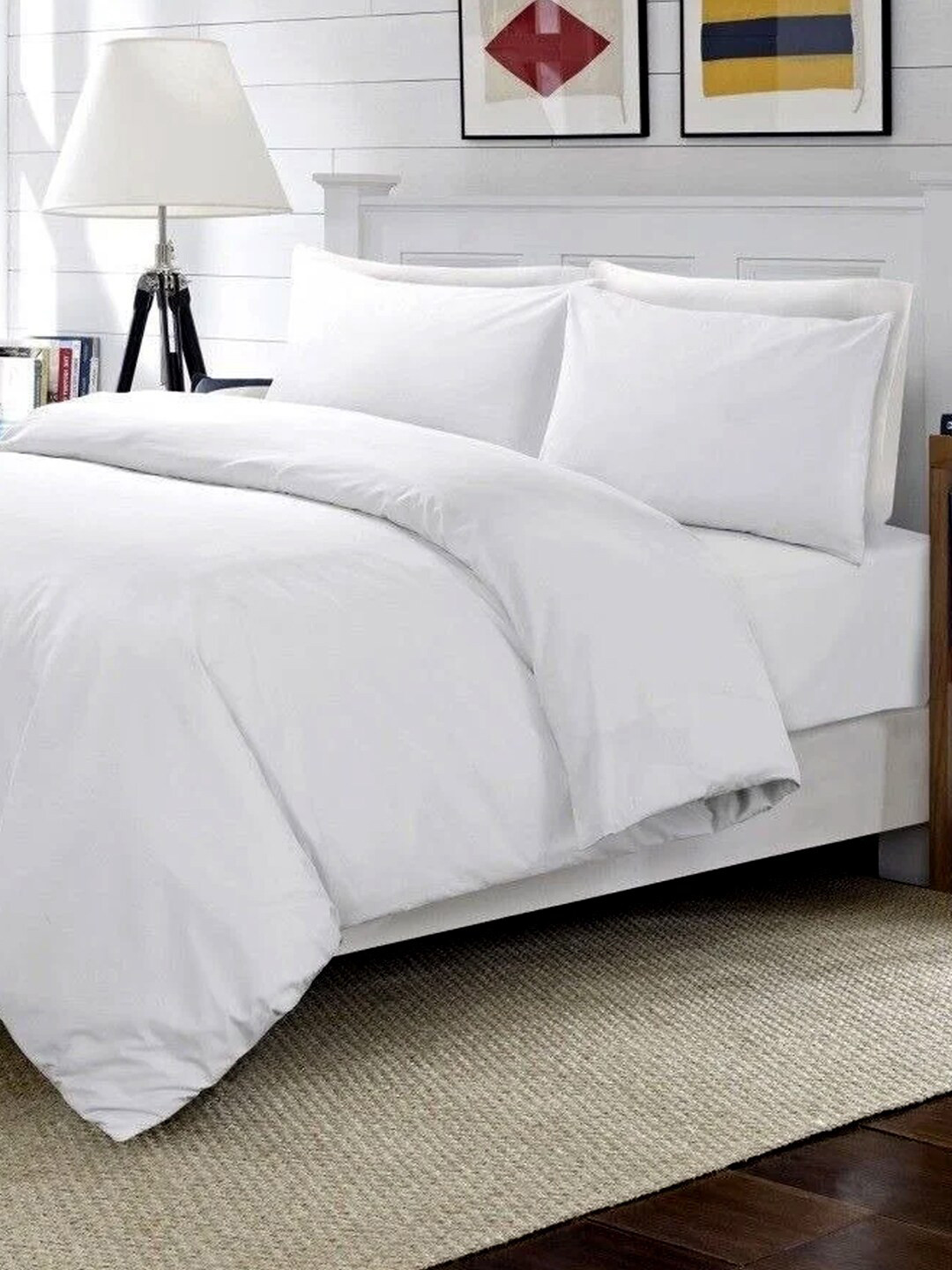 LINENWALAS Happy Sleeping White Mild Winter 210 GSM Double Bed Duvet With Cover