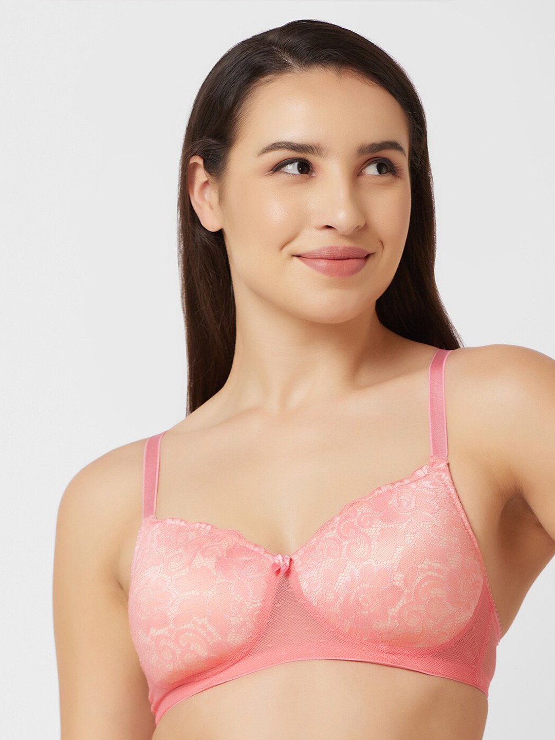 Candyskin Floral Lace Medium Coverage Lightly Padded All Day Comfort Nylon Everyday Bra