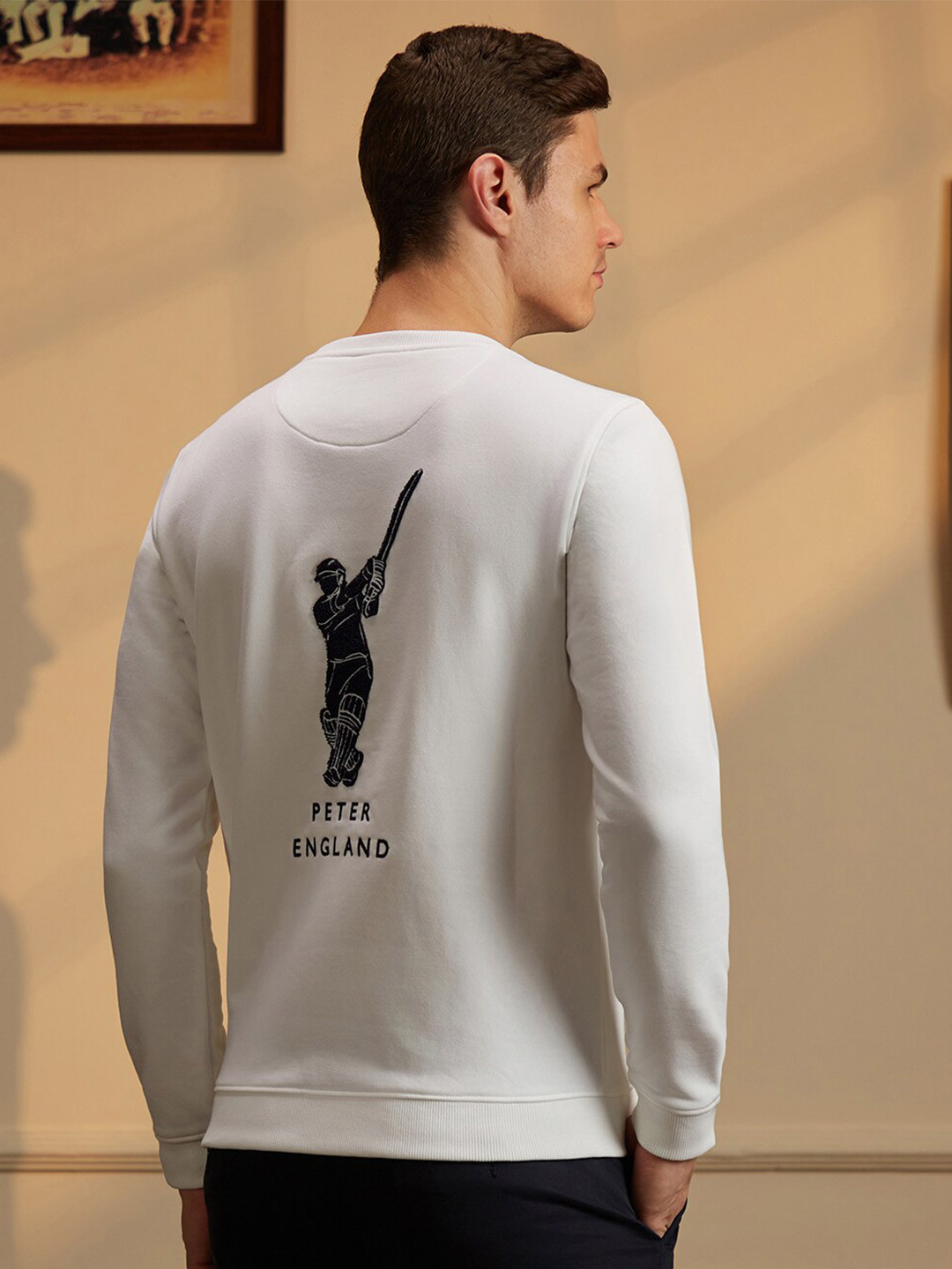 Peter England Casuals Embroidered Detail Cricket Inspired Pullover
