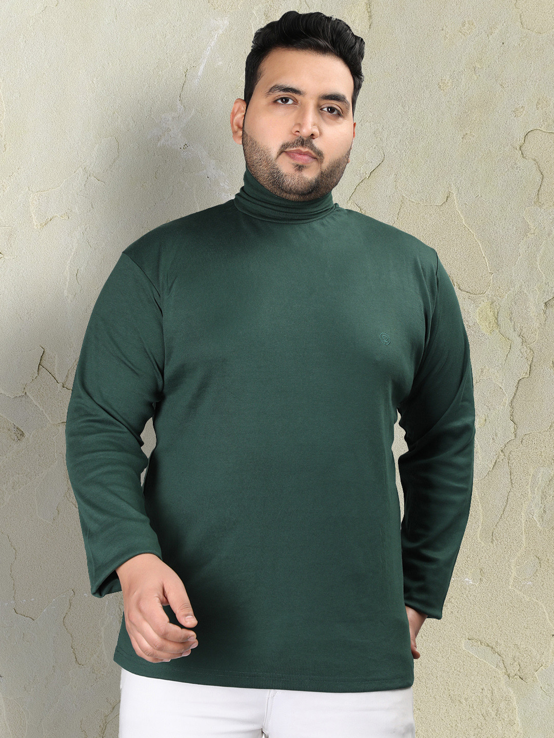 CHKOKKO Plus Size Turtle Neck Casual T-shirt