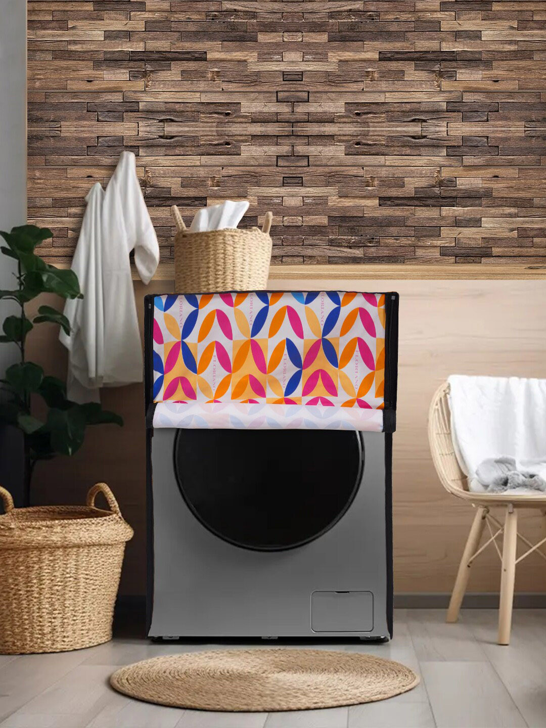 DREAM CARE Yellow & Pink Printed Waterpoof Front Load Washing Machine Cover