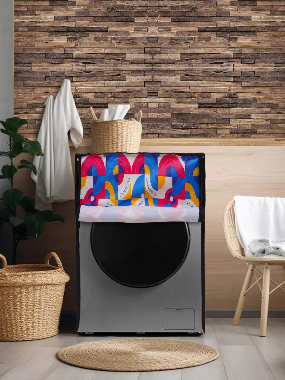 DREAM CARE Blue & Pink Printed Waterproof Washing Machine Cover