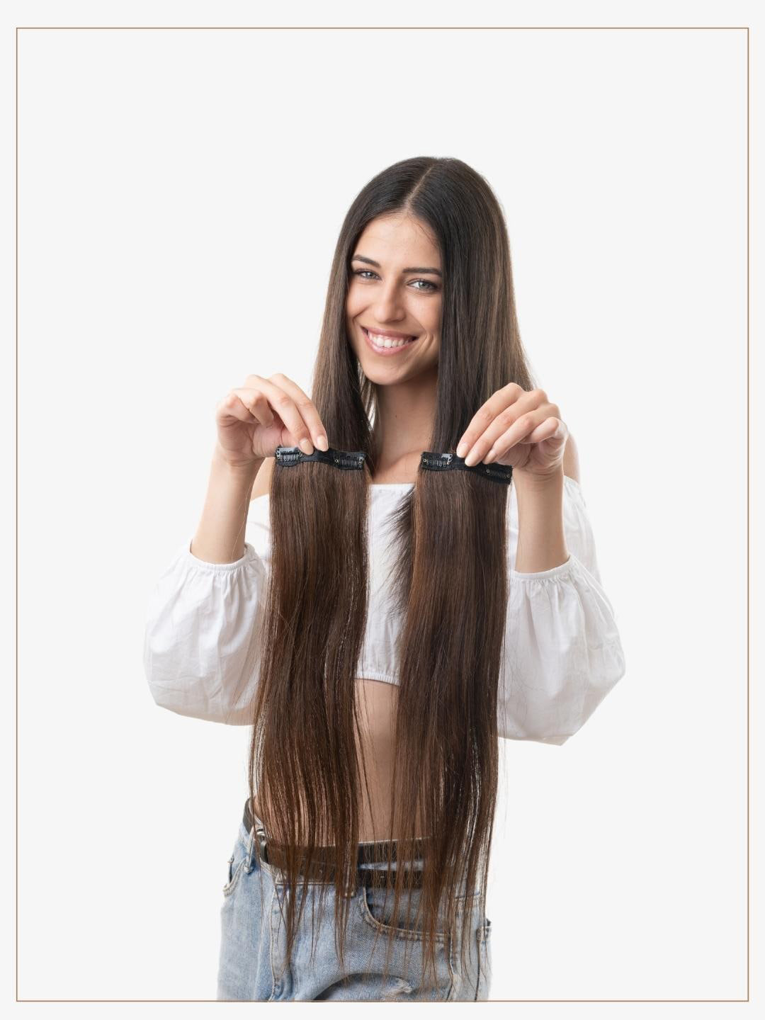 HAIR ORIGINALS 2-Pcs Side Patch Clip-In Hair Extension - Natural Brown 24
