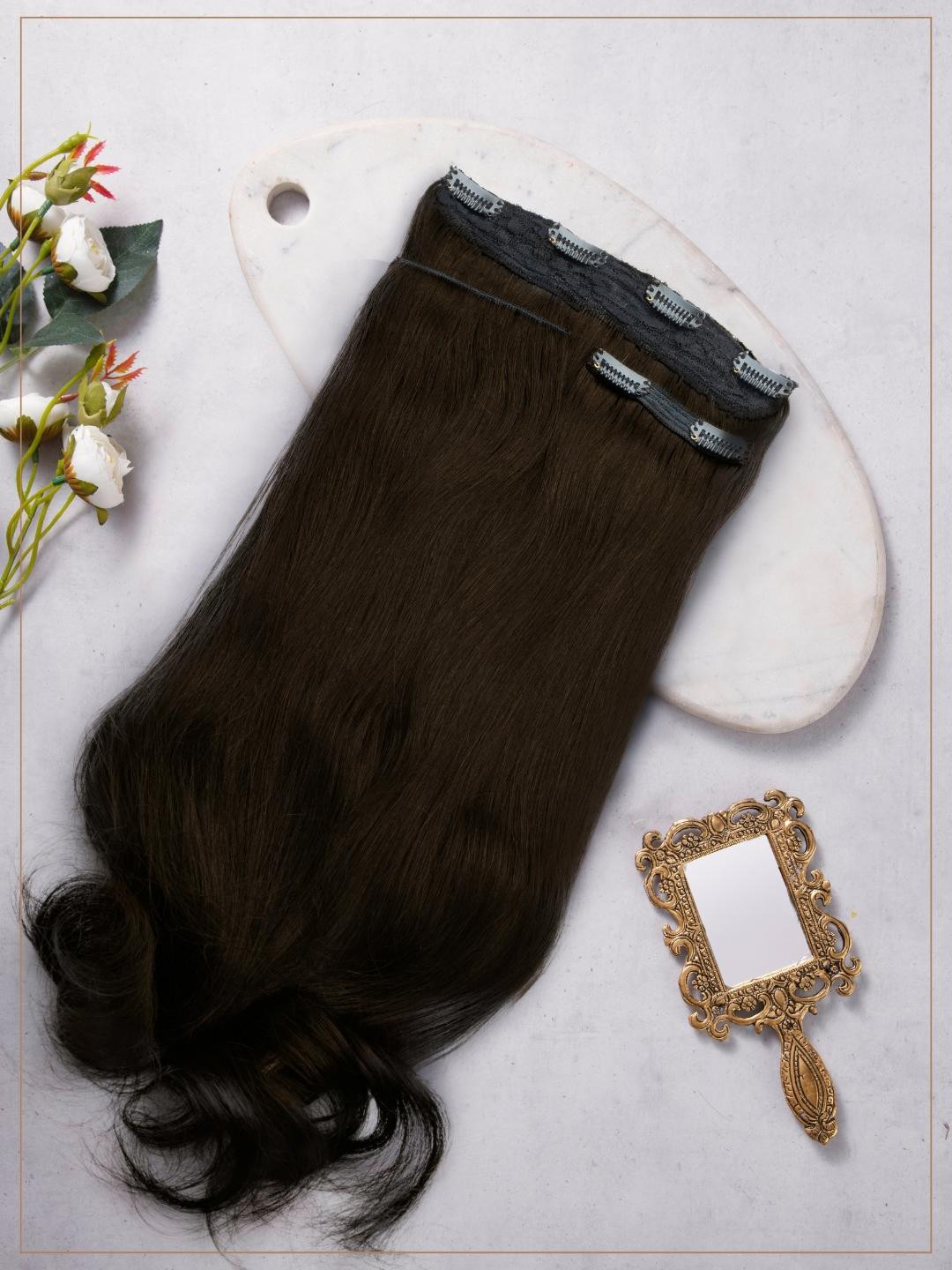 HAIR ORIGINALS 3 Piece Clip Set Hair Extension - Medium Brown