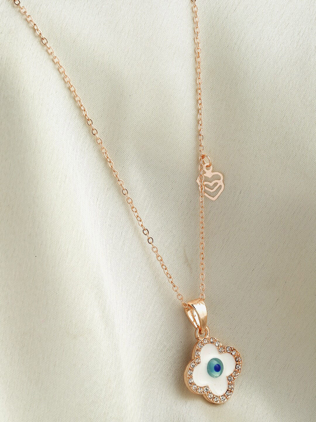 VOGUE PANASH Gold-Plated Cubic Zirconia-Studded Evil Eye Pendant With Chain