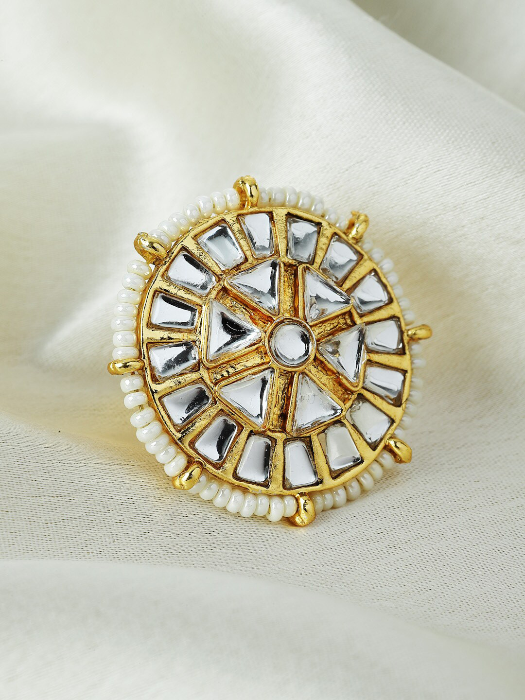 PANASH Gold Plated Solitaire Adjustable Finger Ring