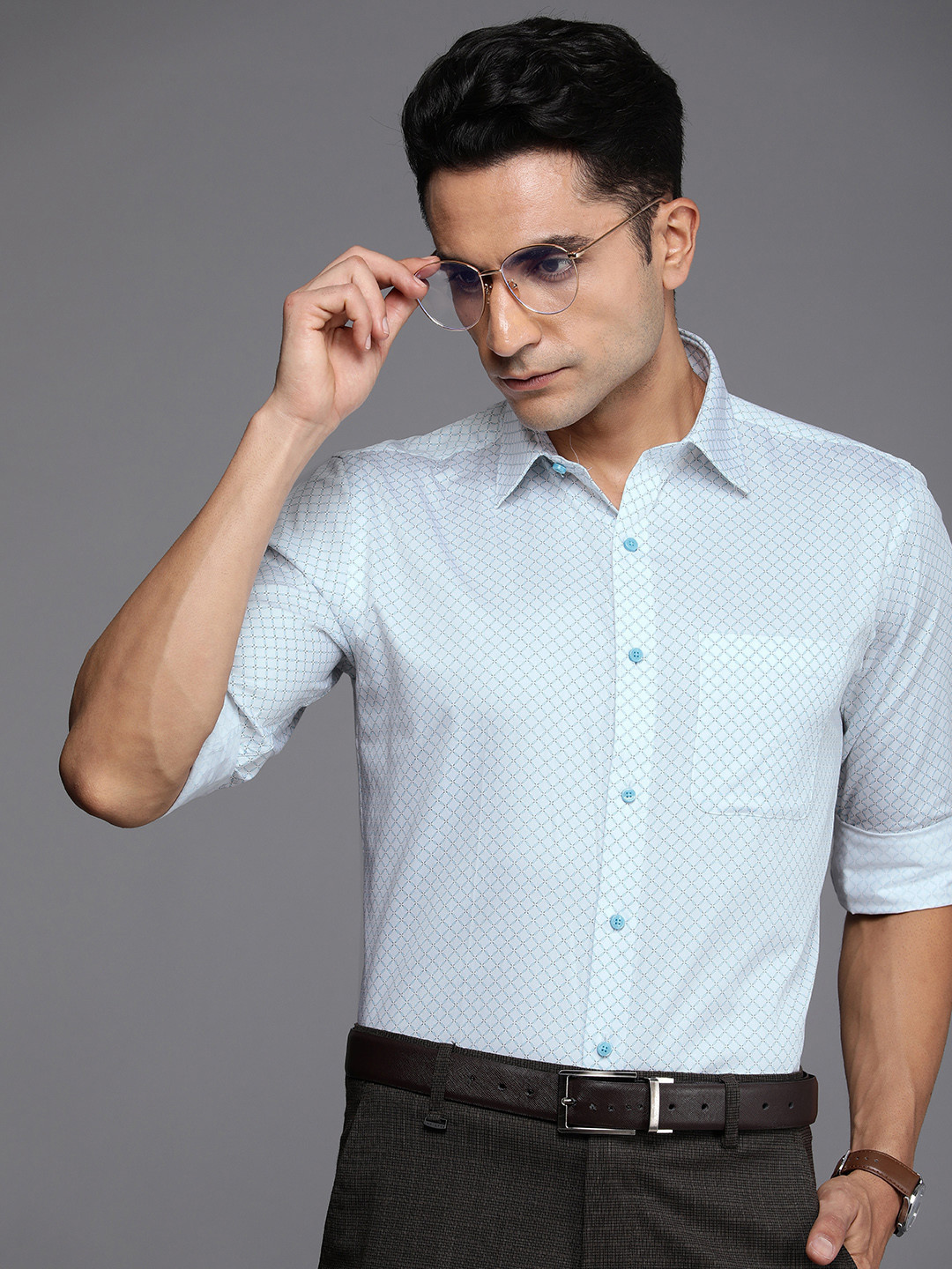 Raymond Pure Cotton Geometric Printed Slim Fit Formal Shirt