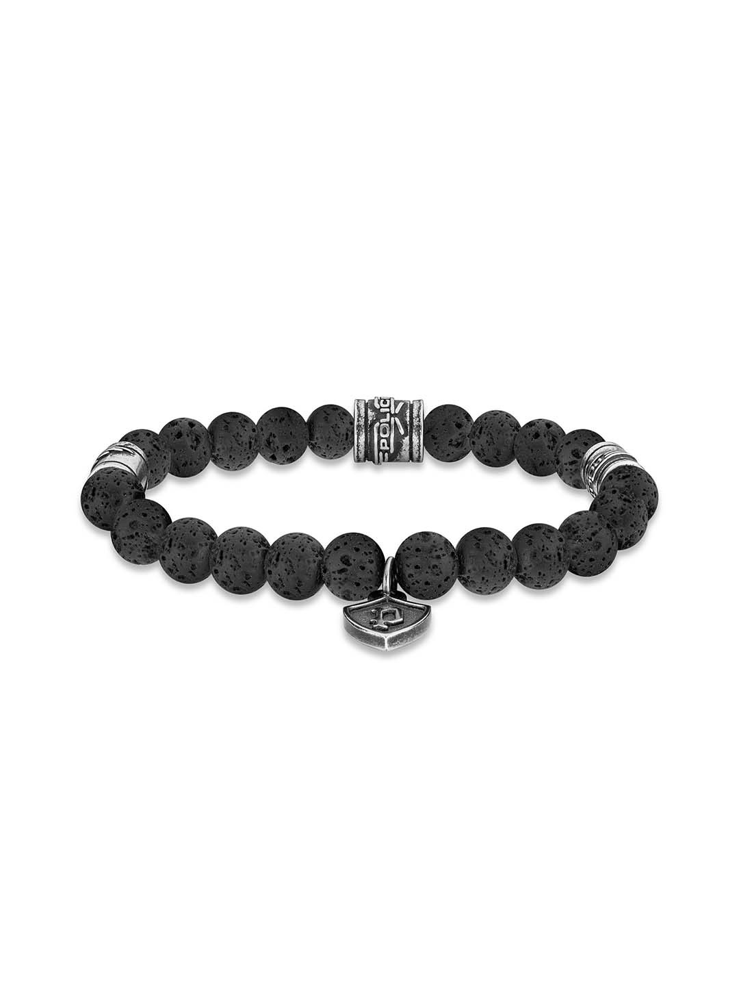 Police Men Stainless Steel Artificial Beads Bracelet