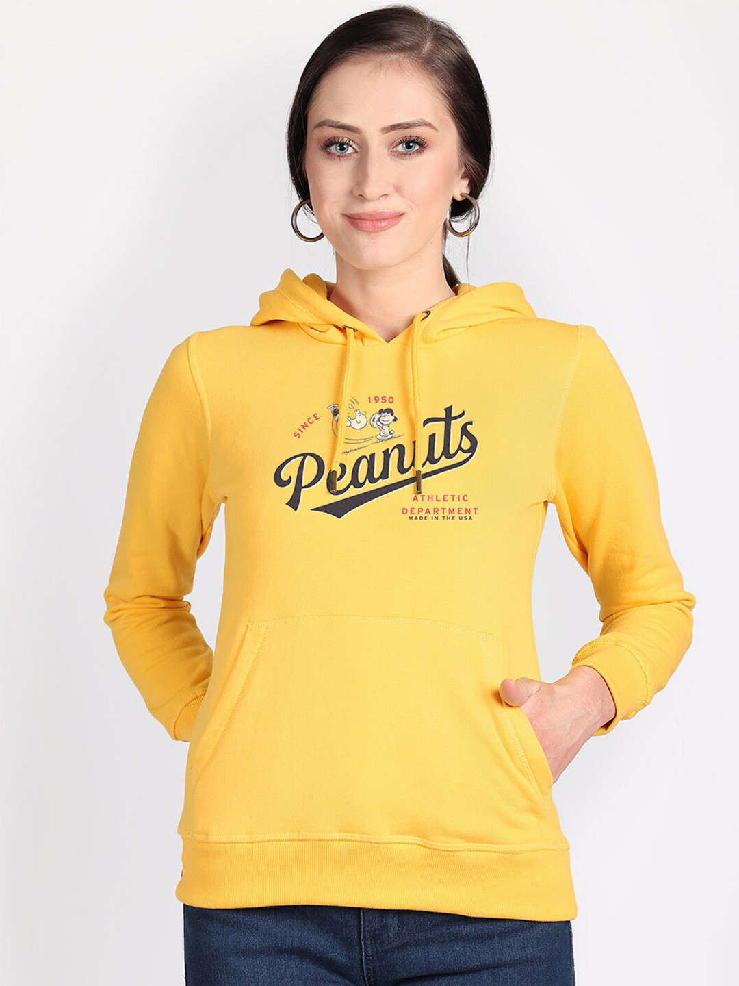 Free Authority Peanuts Printed Hooded Sweatshirts