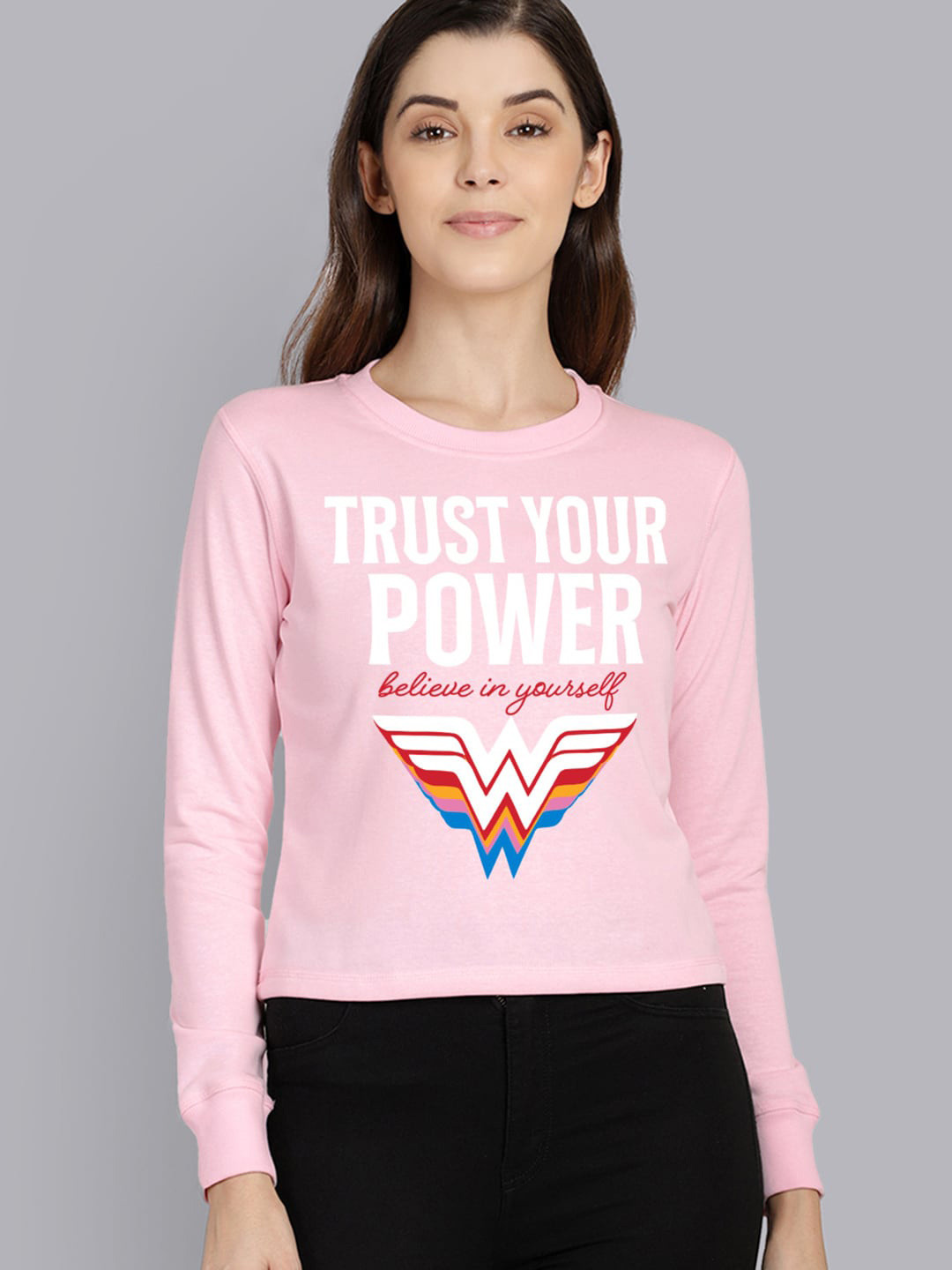 Free Authority Wonder Woman Printed Round Neck Sweatshirts