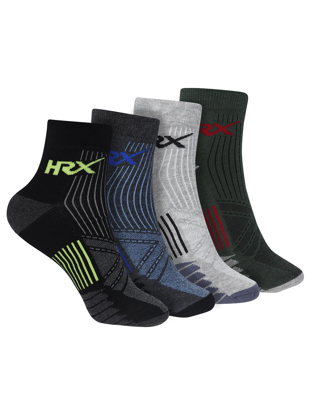 HRX by Hrithik Roshan Pack Of 4 Patterned Ankle Length Socks