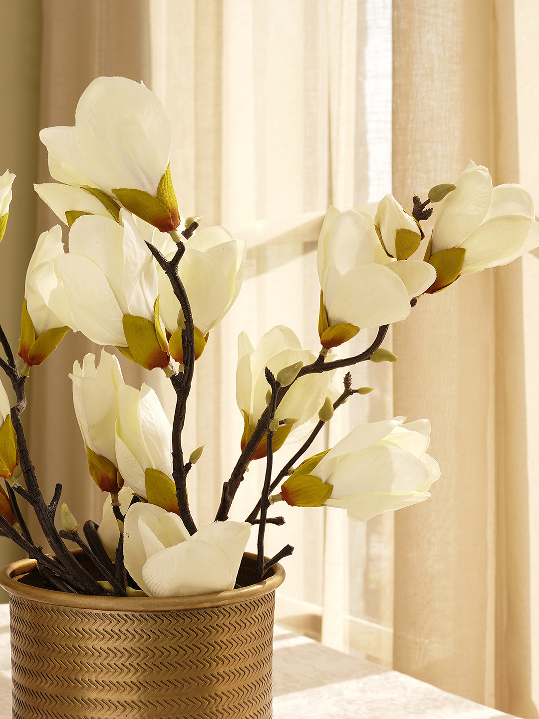 Pure Home and Living White Cherry Blossom Faux Flower Stem