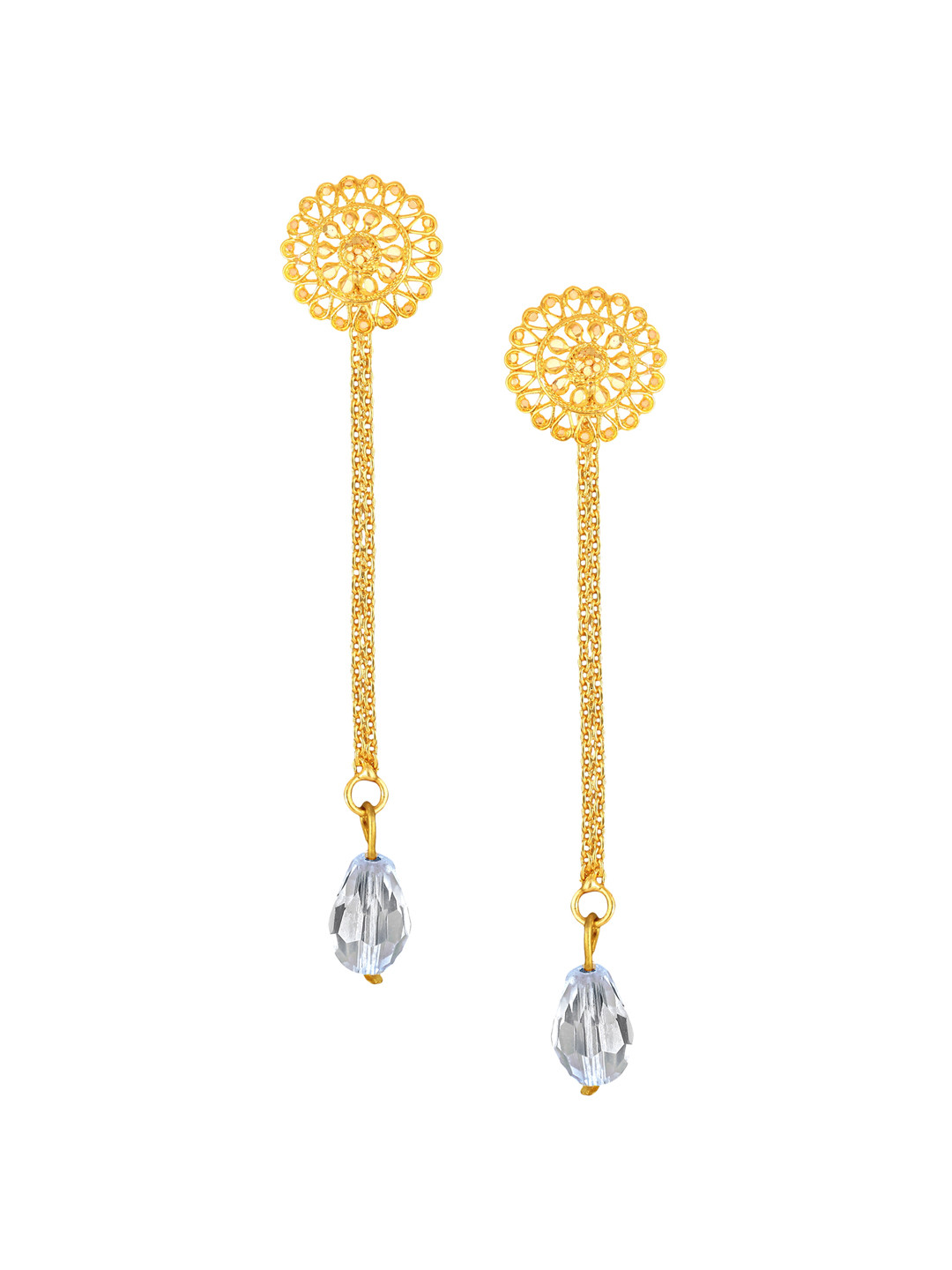 Vighnaharta Gold-Plated Removable Stud & Chain Drop Earrings