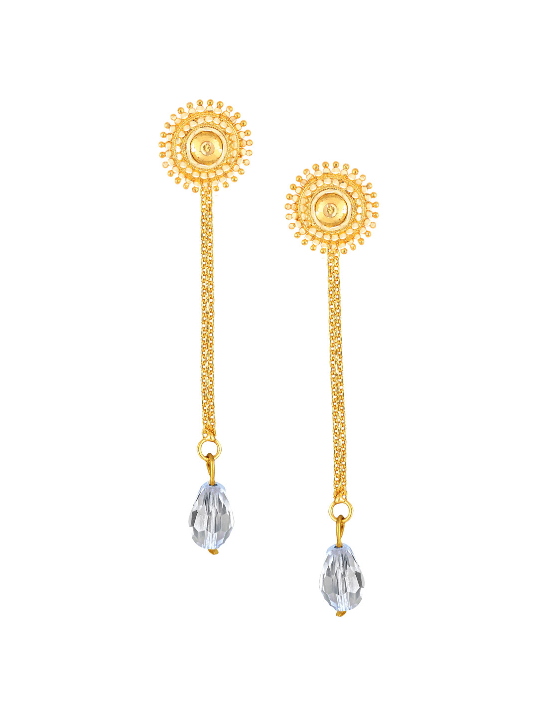 Vighnaharta Gold Plated Floral Removable Studs & Beaded Chain Drop Earrings