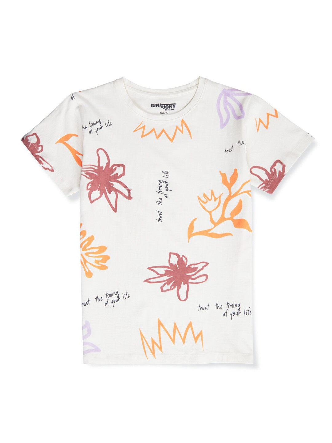 Gini and Jony Boys Tropical Printed Cotton T-shirt