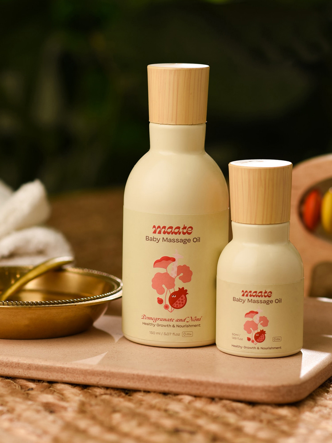 MAATE Set Of 2 Baby Body Massage Oil with Brahmi & Pomegranate Seed Oil - 150ml Each