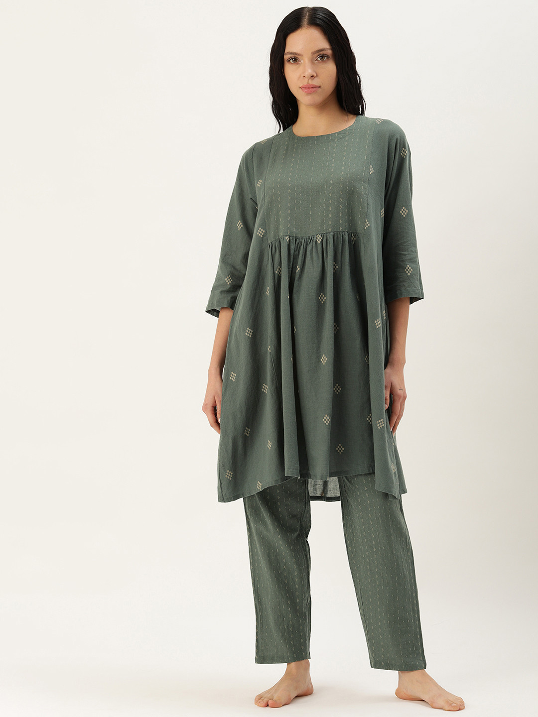Clt.s Geometric Printed Pure Cotton Night Suit