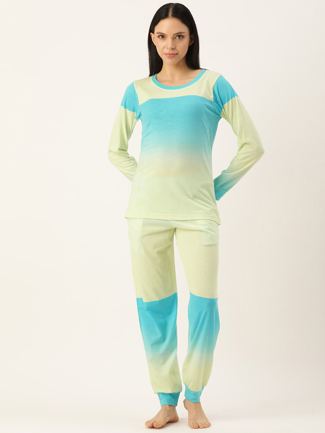 Clt.s Women Colourblocked Pure Cotton Night suit