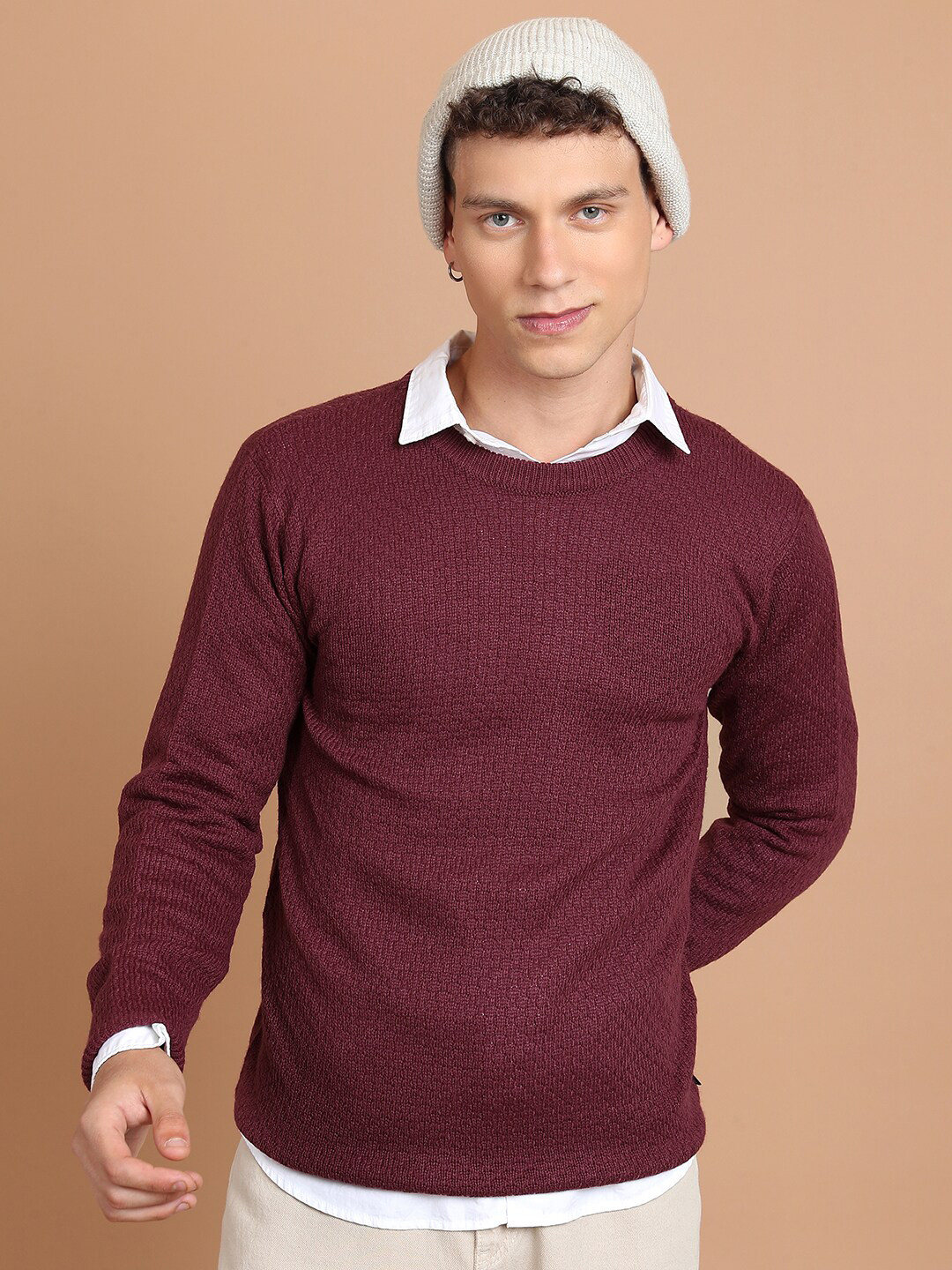 HIGHLANDER Red Round Neck Pullover